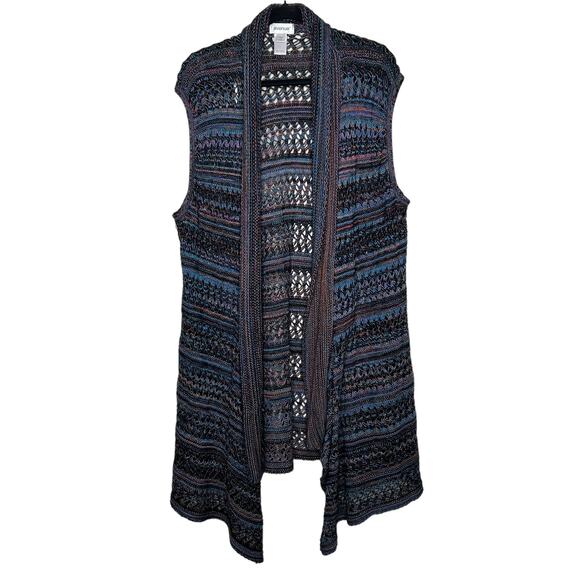 Avenue Long Line Open Front Sleeveless Cardigan Duster Multicolor Size 26/28 - Picture 1 of 6